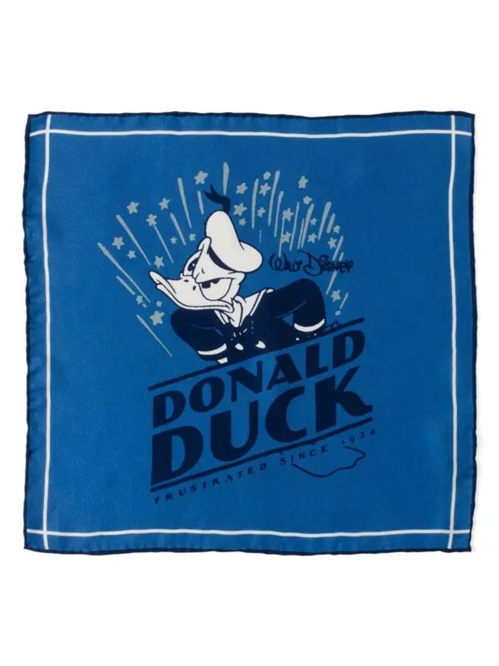 CUFFLINKS INC. X DISNEY 100th ANNIVERSARY DONALD DUCK SILK POCKET SQUARE BLUE